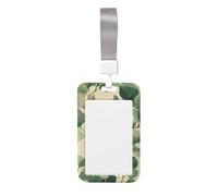 Woshuwo Green Eucalyptus Leaves Sliding Id Badge Holder Hard Plastic Work Card Case Name Tag Protector for Nurses Office