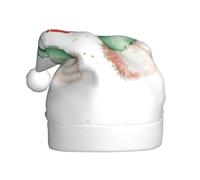 Woshuwo Green Hands With Tiny Footprints Inside Christmas Santa Hat Adult Xmas Headwear Novelty Christmas Hat