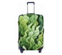 Woshuwo Green Sea Plants Wavy Lines Shades Elastic Travel Luggage Covers Dustproof Scratch-Resistant Suitcase Protector Fit 22-24 Inch