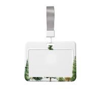 Woshuwo Group of Evergreen Trees Sliding Id Badge Holder Hard Plastic Work Card Case Name Tag Protector for Nurses Office