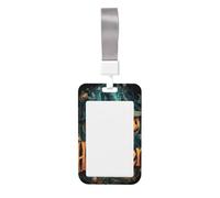 Woshuwo Halloween Gothic Pumpkins and Ghosts Sliding Id Badge Holder Hard Plastic Work Card Case Name Tag Protector for Nurses Office