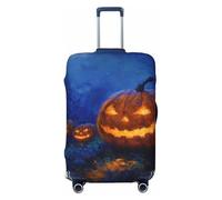 Woshuwo Halloween Pumpkin Spooky Elastic Travel Luggage Covers Dustproof Scratch-Resistant Suitcase Protector Fit 22-24 Inch