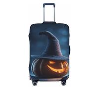 Woshuwo Halloween Spooky Pumpkin with Witch Hat Elastic Travel Luggage Covers Dustproof Scratch-Resistant Suitcase Protector Fit 22-24 Inch