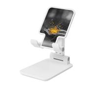 Woshuwo Hands Holding A Glowing Golden Star Foldable Cell Phone Stand Adjustable Angle Height Desktop Portable Cellphone Cradle Compatible With All Smartphone White-Style