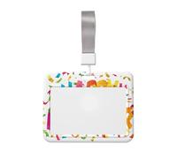 Woshuwo Happy New Year Sliding Id Badge Holder Hard Plastic Work Card Case Name Tag Protector for Nurses Office