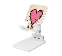Woshuwo Heart Shape Street Art Foldable Cell Phone Stand Adjustable Angle Height Desktop Portable Cellphone Cradle Compatible With All Smartphone White-Style