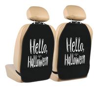 Woshuwo Hello Halloween On Black Car Seat Back Kick Protectors,2 Pack Kick Mats With Storage Pockets For Vehicles To Protect From Dirt Mud Scratches