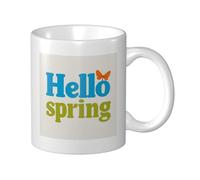 Woshuwo Hello Spring Small Orange Butterfly Ceramic Cup, Elegant Coffee Mug Tee Drinkware Water Cup for Home Office 11oz