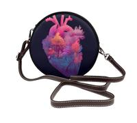 Woshuwo Human Heart With A Magical Forest Women Round Crossbody Bags Leather Sling Bag Purse