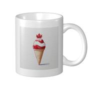 Woshuwo Ice Cream Cone Red Maple Leaf On Top Ceramic Cup, Elegant Coffee Mug Tee Drinkware Water Cup for Home Office 11oz