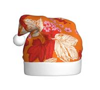 Woshuwo Large Fall Leaves On Orange Santa Hat Adult Xmas Headwear Novelty Christmas Hat