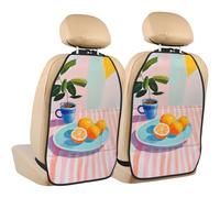 Woshuwo Lemons And Oranges On A Blue Plate Car Seat Back Kick Protectors,2 Pack Kick Mats With Storage Pockets For Vehicles To Protect From Dirt Mud Scratches