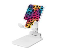 Woshuwo Leopard Pattern Hot Pink Turquoise Blue Golden Foldable Cell Phone Stand Adjustable Angle Height Desktop Portable Cellphone Cradle Compatible With All Smartphone White-Style
