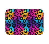 Woshuwo Leopard Pattern Pink Turquoise Blue Yellow Door Mats,Non-Slip Doormat For Outside Indoor Entry Farmhouse Home Rugs,40x60cm