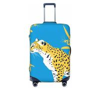 Woshuwo Leopard Pattern Yellow and Blue Elastic Travel Luggage Covers Dustproof Scratch-Resistant Suitcase Protector Fit 22-24 Inch