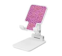 Woshuwo Leopard Pink Color Glitters Pattern Foldable Cell Phone Stand Adjustable Angle Height Desktop Portable Cellphone Cradle Compatible With All Smartphone White-Style