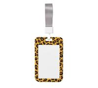 Woshuwo Leopard Print Gold and Black Color Sliding Id Badge Holder Hard Plastic Work Card Case Name Tag Protector for Nurses Office