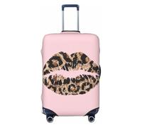 Woshuwo Leopard-Print Lips On Pastel Pink Elastic Travel Luggage Covers Dustproof Scratch-Resistant Suitcase Protector Fit 22-24 Inch