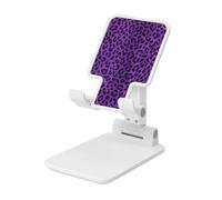 Woshuwo Leopard Print Pattern Purple Glitter Foldable Cell Phone Stand Adjustable Angle Height Desktop Portable Cellphone Cradle Compatible With All Smartphone White-Style