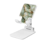 Woshuwo Light Green Stone Color Luxury Marble Foldable Cell Phone Stand Adjustable Angle Height Desktop Portable Cellphone Cradle Compatible With All Smartphone White-Style