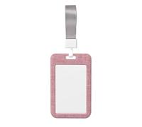 Woshuwo Light Old Pink Linen Flat Material Sliding Id Badge Holder Hard Plastic Work Card Case Name Tag Protector for Nurses Office