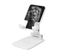 Woshuwo Lion Black And White Foldable Cell Phone Stand Adjustable Angle Height Desktop Portable Cellphone Cradle Compatible With All Smartphone White-Style