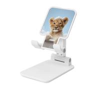 Woshuwo Lion In Clawfoot Tub With Bubbles Foldable Cell Phone Stand Adjustable Angle Height Desktop Portable Cellphone Cradle Compatible With All Smartphone White-Style