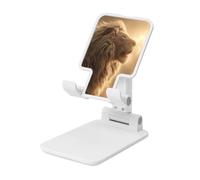 Woshuwo Lion Roaring Foldable Cell Phone Stand Adjustable Angle Height Desktop Portable Cellphone Cradle Compatible With All Smartphone White-Style
