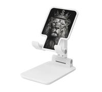 Woshuwo Lion With A Crown Foldable Cell Phone Stand Adjustable Angle Height Desktop Portable Cellphone Cradle Compatible With All Smartphone White-Style