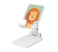 Woshuwo Lion With Pastel Orange Mane Foldable Cell Phone Stand Adjustable Angle Height Desktop Portable Cellphone Cradle Compatible With All Smartphone White-Style