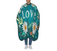 Woshuwo Love Flower On Teal Hair Cutting Apron,Salon Barber Apron For Adult