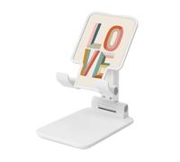 Woshuwo Love Pastel Rainbow Letters Scandinavian Foldable Cell Phone Stand Adjustable Angle Height Desktop Portable Cellphone Cradle Compatible With All Smartphone White-Style