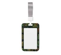 Woshuwo Magical Bookshelf Green Brown Books Sliding Id Badge Holder Hard Plastic Work Card Case Name Tag Protector for Nurses Office