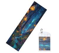 Woshuwo Magical Forest Night Tall Trees Glowing Mushrooms Cooling Towels For Neck And Face 40" X 12" Cool Sweat Rags Soft Breathable Chill Ice Towel For Sport Yoga Golf Gym