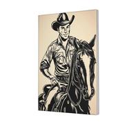 Woshuwo Male Cowboy On A Horse Canvas Wall Art Poster Aesthetic Print Painting For Dorm Bedroom Living Room,30x45cm Framed