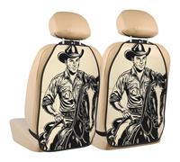 Woshuwo Male Cowboy On A Horse Car Seat Back Kick Protectors,2 Pack Kick Mats With Storage Pockets For Vehicles To Protect From Dirt Mud Scratches