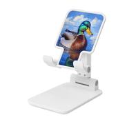 Woshuwo Male Mallard On The Water Foldable Cell Phone Stand Adjustable Angle Height Desktop Portable Cellphone Cradle Compatible With All Smartphone White-Style
