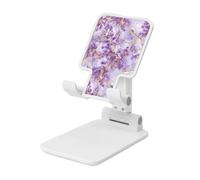 Woshuwo Marble Texture Lavender Flowers Gold Leaf Foldable Cell Phone Stand Adjustable Angle Height Desktop Portable Cellphone Cradle Compatible With All Smartphone White-Style