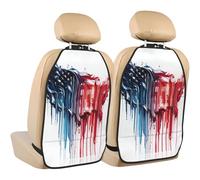 Woshuwo Melting American Flag United States Shape Car Seat Back Kick Protectors,2 Pack Kick Mats With Storage Pockets For Vehicles To Protect From Dirt Mud Scratches