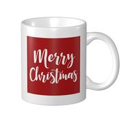 Woshuwo Merry Christmas On Red Ceramic Cup, Elegant Coffee Mug Tee Drinkware Water Cup for Home Office 11oz