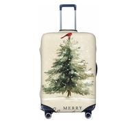 Woshuwo Merry Christmas Tree Red Bird Elastic Travel Luggage Covers Dustproof Scratch-Resistant Suitcase Protector Fit 22-24 Inch