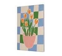 Woshuwo Minimalist Orange Tulips In Pink Pot Canvas Wall Art Poster Aesthetic Print Painting For Dorm Bedroom Living Room,30x45cm Framed