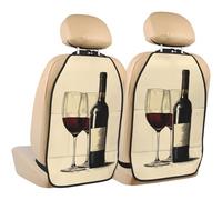 Woshuwo Minimalist Wine Glasses And A Bottle Car Seat Back Kick Protectors,2 Pack Kick Mats With Storage Pockets For Vehicles To Protect From Dirt Mud Scratches