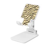 Woshuwo Minimalist Zebra Stripes Pale Gold Foldable Cell Phone Stand Adjustable Angle Height Desktop Portable Cellphone Cradle Compatible With All Smartphone White-Style