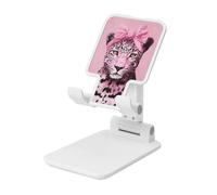 Woshuwo Modern Vintage Coquette Pink Leopard Foldable Cell Phone Stand Adjustable Angle Height Desktop Portable Cellphone Cradle Compatible With All Smartphone White-Style