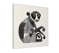 Woshuwo Monkey Minimalistic Vintage Canvas Wall Art Poster Aesthetic Print Painting For Dorm Bedroom Living Room,30x30cm Framed