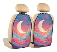 Woshuwo Moon Stars Aesthetic Car Seat Back Kick Protectors,2 Pack Kick Mats With Storage Pockets For Vehicles To Protect From Dirt Mud Scratches