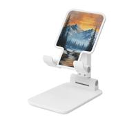 Woshuwo Mountains And Forests With A Sunset Foldable Cell Phone Stand Adjustable Angle Height Desktop Portable Cellphone Cradle Compatible With All Smartphone White-Style