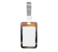 Woshuwo Mountains and Forests with A Sunset Sliding Id Badge Holder Hard Plastic Work Card Case Name Tag Protector for Nurses Office