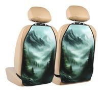 Woshuwo Mountains In The Morning Fog Sunshine Car Seat Back Kick Protectors,2 Pack Kick Mats With Storage Pockets For Vehicles To Protect From Dirt Mud Scratches